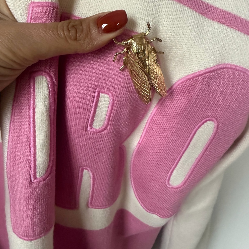 Sandro Pink and Cream knit Cardigan 2 - pin not included - Picture 5 of 9